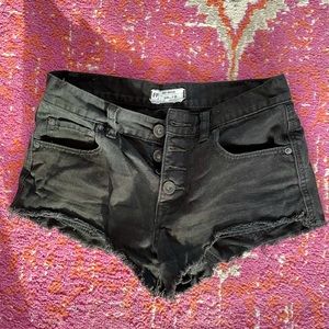 Free People Black Button Fly Jean Shorts